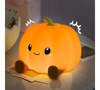 NXPZ Luce Notturna Bambini, Lampada Notturna Zucca, Lampada Notturna con Timer, Regolazione Luminosità Tattile, 3 Livelli di Luminosità, Ricaricabile, Regalo per Bambini e Bambine