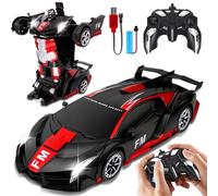 NXPZ Macchina Telecomandata Bambini, Giocattolo auto Robot Trasformabile 2 in 1, Macchina Radiocomandata con Luci LED, per Ragazzi e Ragazze 3 4 5 6 7 8 9 10 11 12 Anni, Regalo Natale e Compleanno