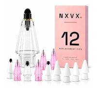 NXVX Quiet Tips for Apple Pencil - Confezione da 12 pennini morbidi in | 4 punte in velluto in 4 stili + 4 in metallo rosa + 2 in silicone + 2 pennini classici, per 1a/2a generazione, USB-C e Pro