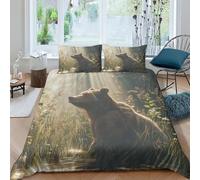 NXYDEPPEV Orso selvatico 3D Stampa Digitale animalee selvatico 3 Pezzi Copripiumino Set Copripiumino Microfibra Morbido E Federe Set Di Biancheria Da Letto Con Cerniera Per Bambini King（220x240cm）