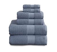 NY Loft Set di 6 asciugamani in 100% cotone, super morbidi e assorbenti, ad asciugatura rapida, 2 asciugamani da bagno, 2 asciugamani e 2 salviette, cotone testurizzato e resistente, collezione