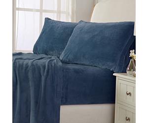 NY Loft Set di lenzuola ultra morbide in micropile | Twin, blu infinito | set da 3 pezzi | 100% micro pile di poliestere | lenzuola con angoli elasticizzati profondi | lavabile in lavatrice