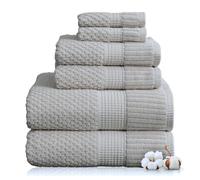 NY Loft Trinity Collection - Set di 6 asciugamani in 100% cotone, super morbidi e assorbenti, ad asciugatura rapida, 2 asciugamani da bagno, 2 asciugamani e 2 salviette, cotone strutturato e