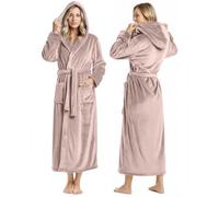 NY Threads Accappatoio da donna in pile con cappuccio in peluche lungo, da spa, Talpa, M (pacchetto di 1)