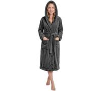 NY Threads Soffice Vestaglia Donna Invernale Pile Morbido Accappatoio con Cappuccio (Grigio, M)