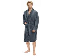 NY Threads Soffice Vestaglia Uomo Invernale Pile Morbido Accappatoio Collo a Scialle (Grigio, XL)
