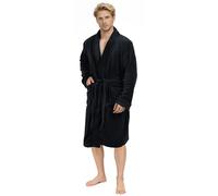 NY Threads Soffice Vestaglia Uomo Invernale Pile Morbido Accappatoio Collo a Scialle (Nero, L)