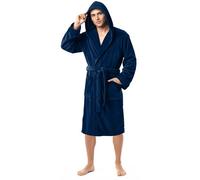 NY Threads Soffice Vestaglia Uomo Invernale Pile Morbido Accappatoio con Cappuccio (Blu navy, L)