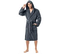 NY Threads Soffice Vestaglia Uomo Invernale Pile Morbido Accappatoio con Cappuccio (Grigio, L)