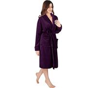 NY Threads vestaglia da donna con collo a scialle, morbida e soffice, abbigliamento per la notte e per il relax, Medio, Prugna