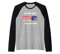Nyan Cat American Flag for Freedom USA Funny Internet Meme Maglia con Maniche Raglan