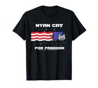 Nyan Cat American Flag for Freedom USA Funny Internet Meme Maglietta