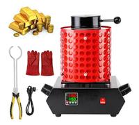 NYANS 2200W Gold Melting Electric Oven,Digital Metal Melting Machine 2102℉,Temperature Control Screen,Metal Melting Kit with Graphite Crucible Scrap Melting,Silver Red-3kg