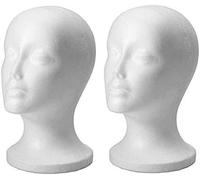 Nybhyjka 2 pezzi di manichino femminile in polistirolo espanso manichino pieghevole testa di manichino in polistirene testa di manichino femminile testa di manichino femminile per cappelli, parrucche,