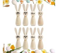 Nybhyjka Bunny in Legno incompiuto per l'artigianato, Legno incompiuto Bunny - Set di bambole animali 8 | Incompiuto bambole punture pasquali di Pasqua Statue di coniglio Figure Vergini per