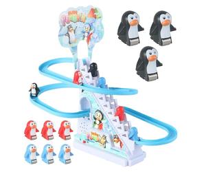 Nybhyjka Giocattolo del gioco della corsa dei pinguini, Giocattolo dello scivolo per scale dei pinguini | Giocattolo da pista per bambini sulle montagne russe con , con musica e LED | Giocattolo sulle