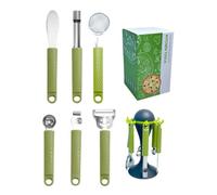 Nybhyjka Pala e tagliapizza, kit di strumenti per grigliare | Escavatori per pizza resistenti alla temperatura 6 pezzi - Server per pizza, strumento per pizza, manico comodo per cucine a