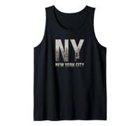 NYC - Maglietta con Scritta Skylines New York City That Never Sleeps Canotta