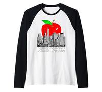 NYC, Orizzonte, Grande, Mela, New York, Città, Tri-State (NY) Maglia con Maniche Raglan