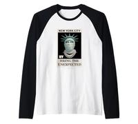NYC Statue of Liberty with Fur Mask Bring The Unexpected Maglia con Maniche Raglan