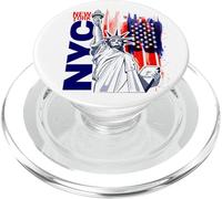 NYC T-shirt New York City Statua della Libertà con bandiera USA PopSockets PopGrip per MagSafe