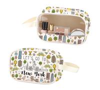 NYC Trip Borsa per il trucco trasparente New York Viaggio Vacanza Regalo Let's Go to New York PU Leather Cosmetic Bag New York Souvenir, New York Pu, No