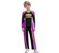 Nyeemya Bambina Costume Per Tifosi Maschili Carnevale Cheerleading Costume Per Halloween Uniforme Di Cheerleading Ragazzi Ginnastica Viola 5-6 anni