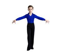 Nyeemya Bambini Abbigliamento La Danza Latina Abito Ballo Latino Due Pezzi Blu 15-16 anni