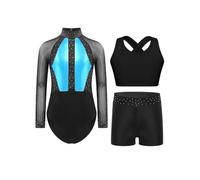 Nyeemya Bambini Set Abiti Ginnastica Abbigliamento Pezzi Le Lezioni Danza Azzurro chiaro 7-8 anni
