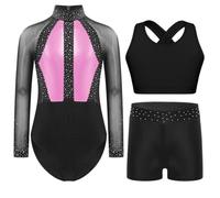 Nyeemya Bambini Set Abiti Ginnastica Abbigliamento Pezzi Le Lezioni Danza Rosa 5-6 anni
