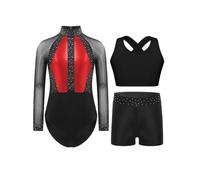 Nyeemya Bambini Set Abiti Ginnastica Abbigliamento Pezzi Le Lezioni Danza Rosso 7-8 anni
