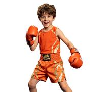 Nyeemya Bambini Set Giubbotto E Shorts Set Top Senza Maniche E Shorts Pezzi Completo Da Boxe Bambino Short Mma Bambino Completo Boxe Inglese Arancia 7-8 anni