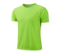 Nyeemya Bambino e Ragazzo Maglietta a Compressione a Maniche Corte T-Shirt Sportivo Allenamento Tinta Unita T-Shirt da Calcio Asciugatura Rapida Verde Fluorescente 8-9 Anni
