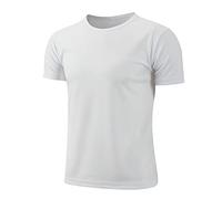 Nyeemya Bambino e Ragazzo Maglietta a Compressione a Maniche Corte T-Shirt Sportivo Allenamento Tinta Unita T-Shirt da Calcio Asciugatura Rapida Bianco 14-16 Anni