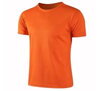 Nyeemya Bambino e Ragazzo Maglietta a Compressione a Maniche Corte T-Shirt Sportivo Allenamento Tinta Unita T-Shirt da Calcio Asciugatura Rapida Arancione 8-9 Anni