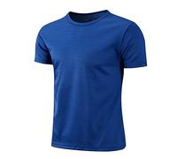 Nyeemya Bambino e Ragazzo Maglietta a Compressione a Maniche Corte T-Shirt Sportivo Allenamento Tinta Unita T-Shirt da Calcio Asciugatura Rapida Blu Reale 4-5 Anni