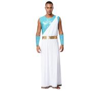 Nyeemya Costume da Uomo dell'imperatore Romano Abito Dio Greco Toga Costume da Guerriero Romano Abbigliamento per Feste a Tema Carnevale Azzurro L