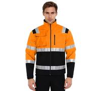 Nyeemya Giacca di Sicurezza da Uomo con Strisce Riflettenti Felpa da Lavoro Giubbotto Catarifrangente Auto Giacca Impermeabile Corsa Jogging Trekking Outdoor Arancia L