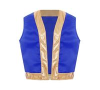 Nyeemya Gilet da Principe Arabo Aladino Bambino Giacca con Rifiniture in Oro Veste Mario-Bros Costume da Idraulico Mario Outfits Cosplay Carnevale Halloween Blu reale 15-16 anni