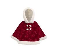 Nyeemya Giubbotto della Pelliccia della Neonata Mantello Cappotto con Cappuccio Giacche Invernali Giacca Incappucciato Coprispalle Scialle Caldo Outwear Rosso 6-12 mesi