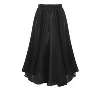 Nyeemya Gonna da Danza del Ventre Bambina Gonna Lunga in Raso Gonna Flamenco Gonna Grande Swing per Ballo Jazz Rumba Samba Salsa Tango Danza Moterna Nero 7-8 Anni