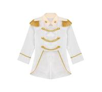 Nyeemya Neonato Giacca da Principe Reale a Maniche Lunghe Blazer da Principe Medievale per Bambini con Nappe Bianco 5-6 Anni