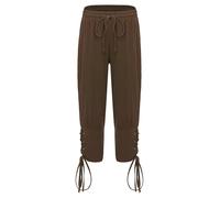 Nyeemya Pantaloni da Pirata Medievale Pantaloni da Poeta Rinascimentale Pants Gotico Vintage Pants da Pirata Medievale Californiano Bambino e Ragazzo caffè 11-12 Anni
