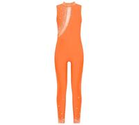 Nyeemya Tuta Intera Ginnastica Artistica Bambina Ragazza Strass Leotards Senza Manica Body Intero Basico Completo Sportivo Abito da Pattinaggio Artistico Arancione 13-14 anni