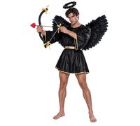Nyeemya Uomo Costume Angelo Con Ali E Aureola Set Abito D'Angelo Uomini | Tunica Angelo Collo Rotondo,Sopra Il Ginocchio,Costume Completo,Serata,Festa In Maschera,Fancy Dress,Regalo Di San Valentino