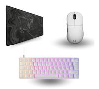 Nyfter - Bundle X-Mas Premium con tappetino per mouse XXL, mouse da gioco e tastiera per configurazione di gioco (grigio nero liquido)