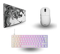 Nyfter - Bundle X-Mas Premium con tappetino per mouse XXL, mouse da gioco e tastiera per configurazione di gioco (Black White Liquid)