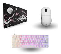 Nyfter - Bundle X-Mas Premium con tappetino per mouse XXL, mouse da gioco e tastiera per installazione di gioco (Sakura Black)