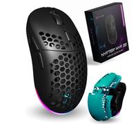 Nyfter - NYF22 - Mouse wireless da gioco Gen2, ultra leggero, 75 g, potente con 400 mA 19 K DPI, 400 IPS 1000 Hz, 50 ore, durata della batteria durevole, due custodie intercambiabili con