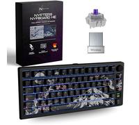 Nyfter Nyfboard HE Wireless 75% Gaming Keyboard - Hall-Effect Gateron KS-37C Switches, DE ISO QWERTZ, Hot Swap, RGB, Gasket Mount, Media Knob, Display LED, 2.4GHz/Bluetooth, PBT Keycaps, Nero